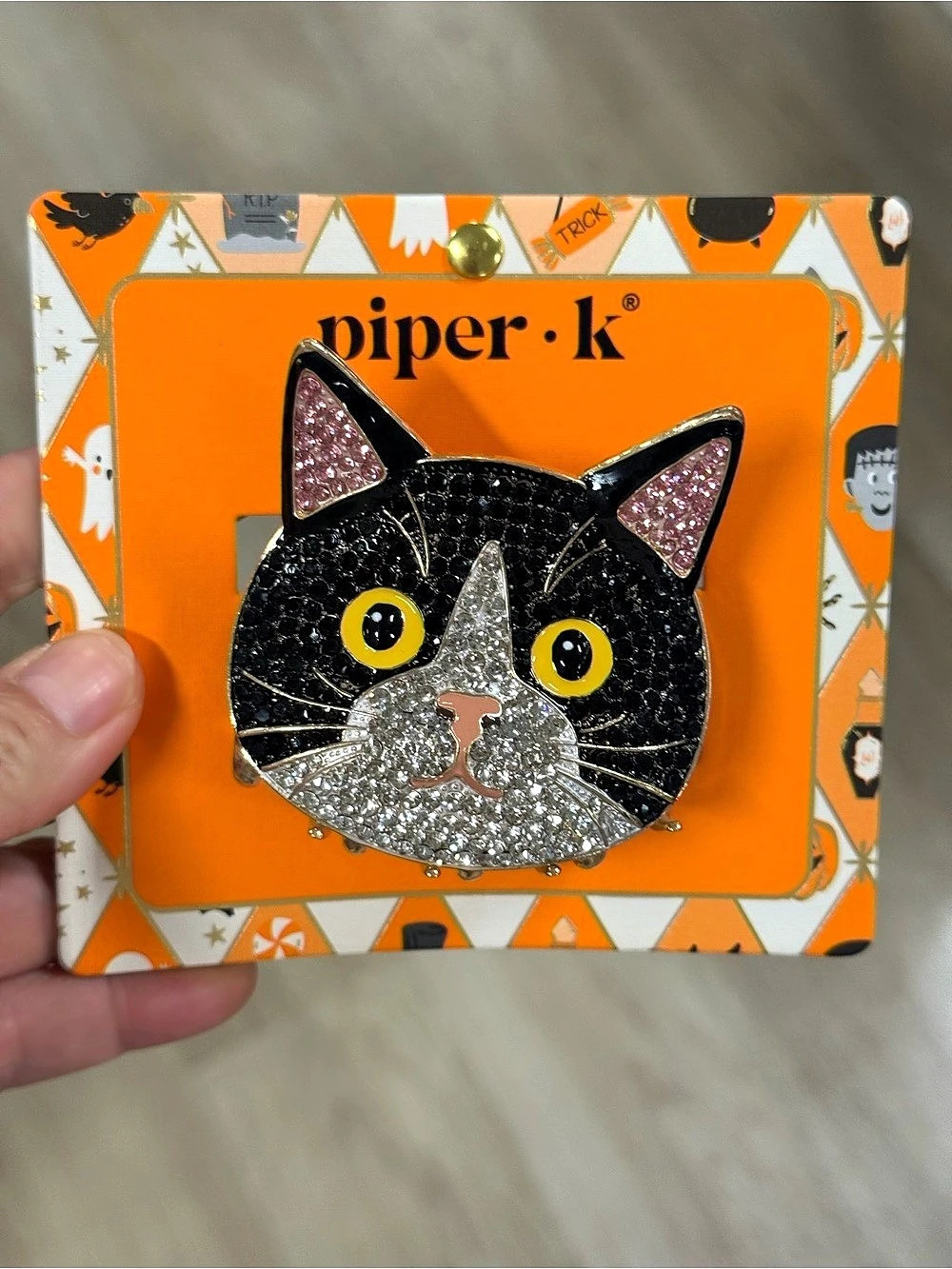 Piper K Black Cat Hair Claw Clip Black & Silver NWT